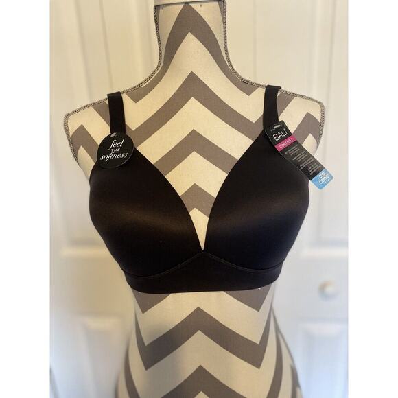 Bali Comfort Black Soft Touch Perfect Wire Free T-Shirt Bra SZ Medium NWT - Picture 1 of 6